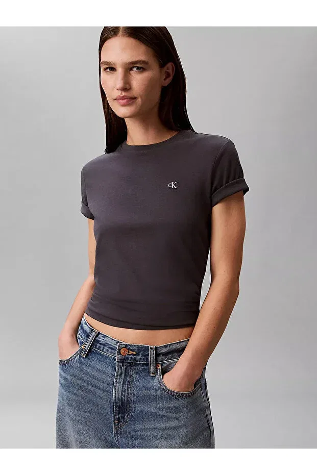 Женская футболка хлопковая Calvin Klein, Dark Gray — фото 3