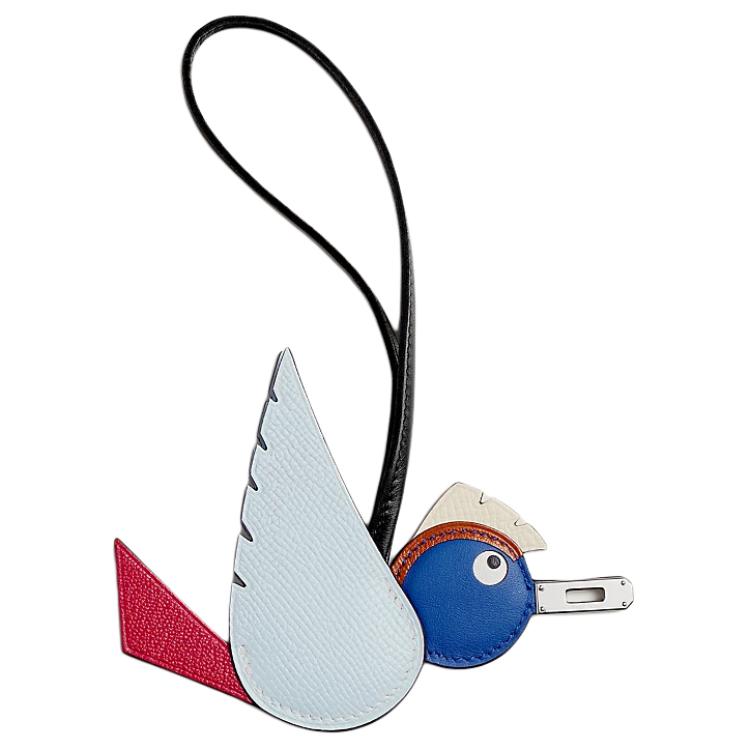 

HERMES Кожаный брелок для сумки, Red & Blue & Multicolor