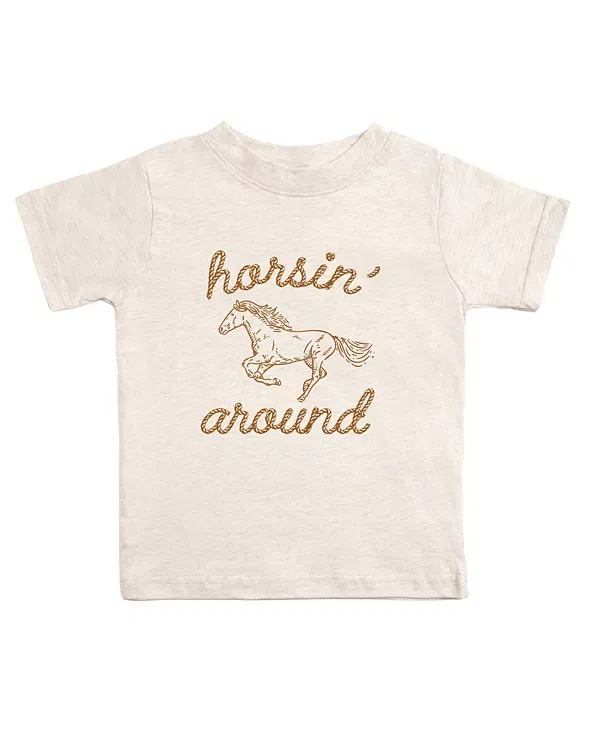 Детская футболка с принтом Horsin' Around Western Sweet Wink, Natural Heather