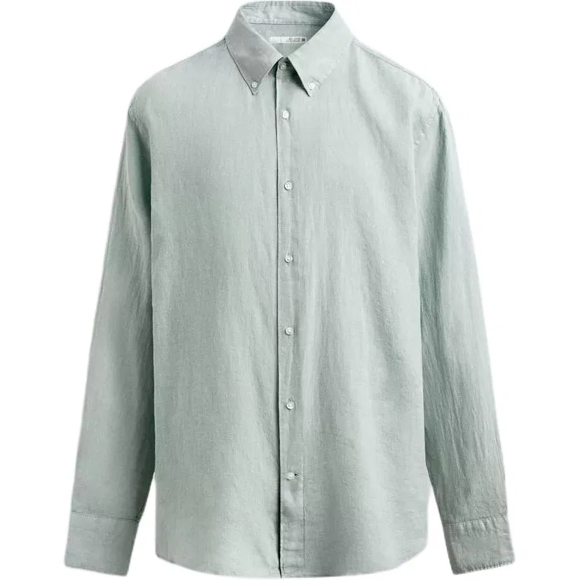 Мужская рубашка с лацканами, прямой крой Blue/Green ZARA