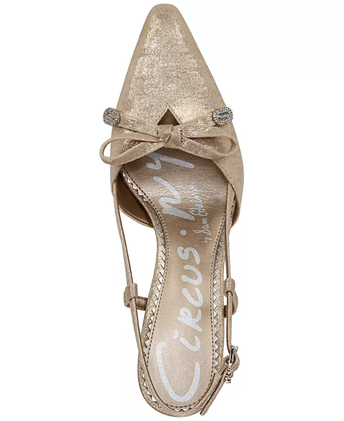 Женские туфли-лодочки Monica с острым носом и бантом на бретельке Circus Ny By Sam Edelman, золото — фото 4