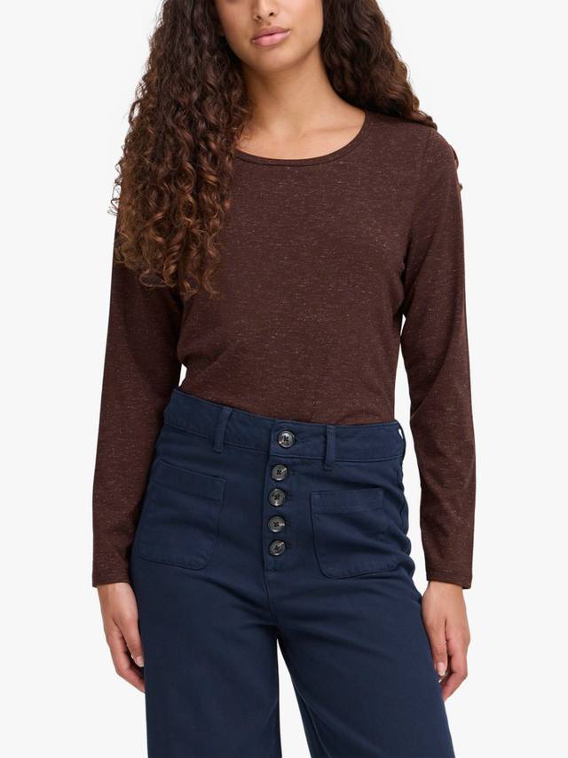 

Футболка Rebel с длинными рукавами и круглым вырезом ICHI, Coffee Bean