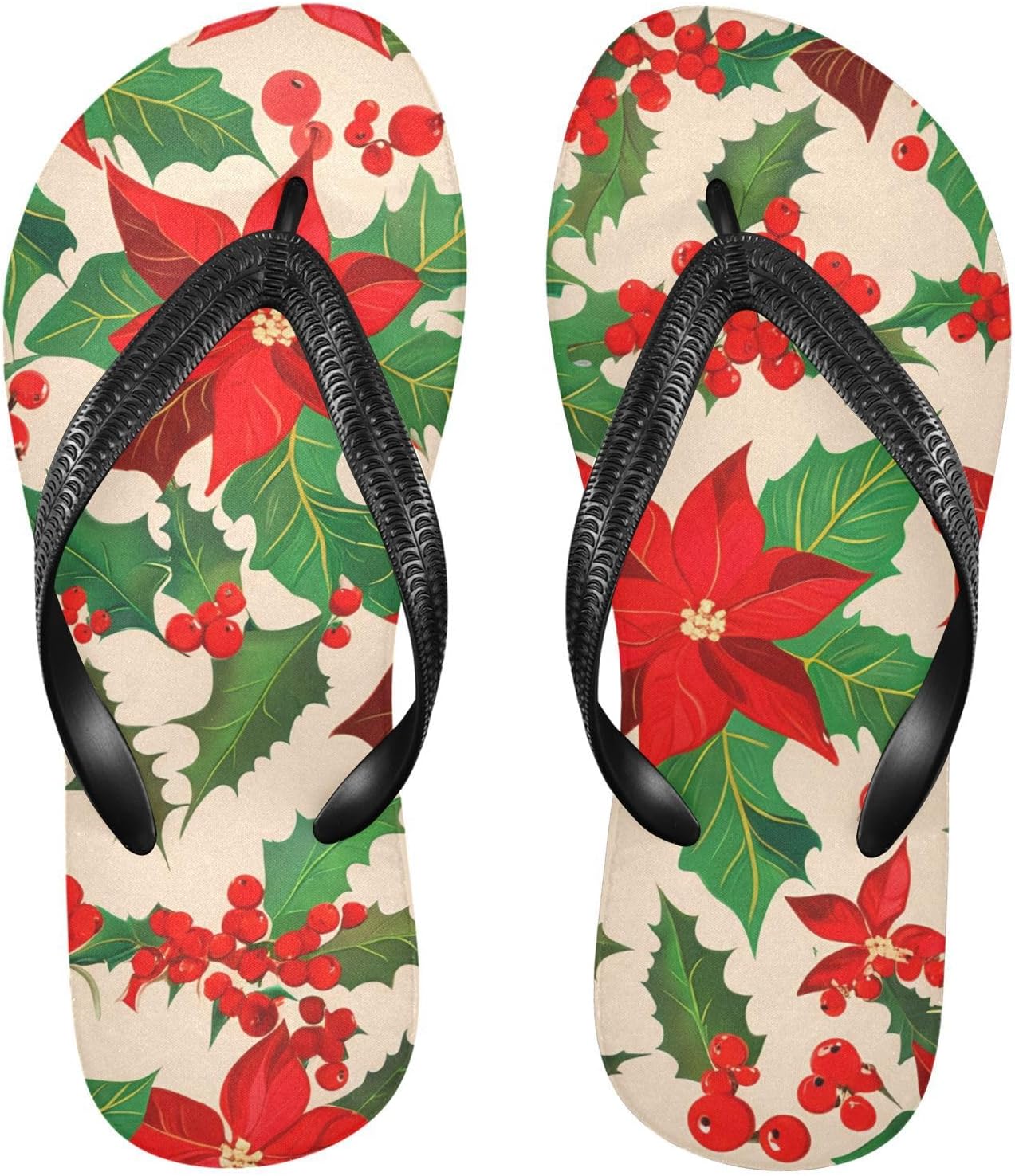 

Вьетнамки с ягодами пуансеттии и оливой, бежевые, пляжные, резиновые, нескользящие летние шлепанцы для женщин и мужчин Sinestour