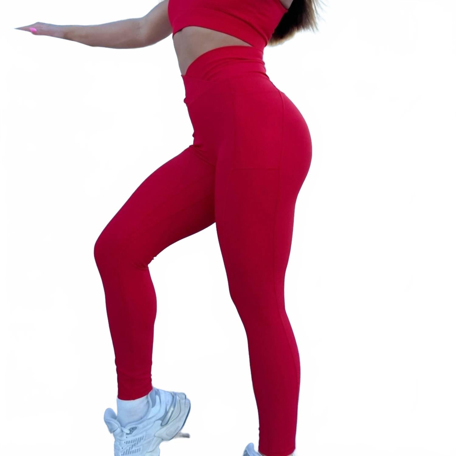 

Леггинсы с карманом Body Pocket в красном цвете Rockstar Peach