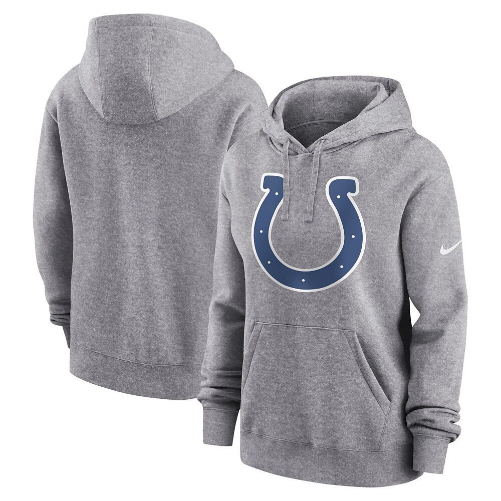 Женский флисовый пуловер с капюшоном Nike Heather Grey Indianapolis Colts Team Logo Club, цвет Clt Grey — фото 2