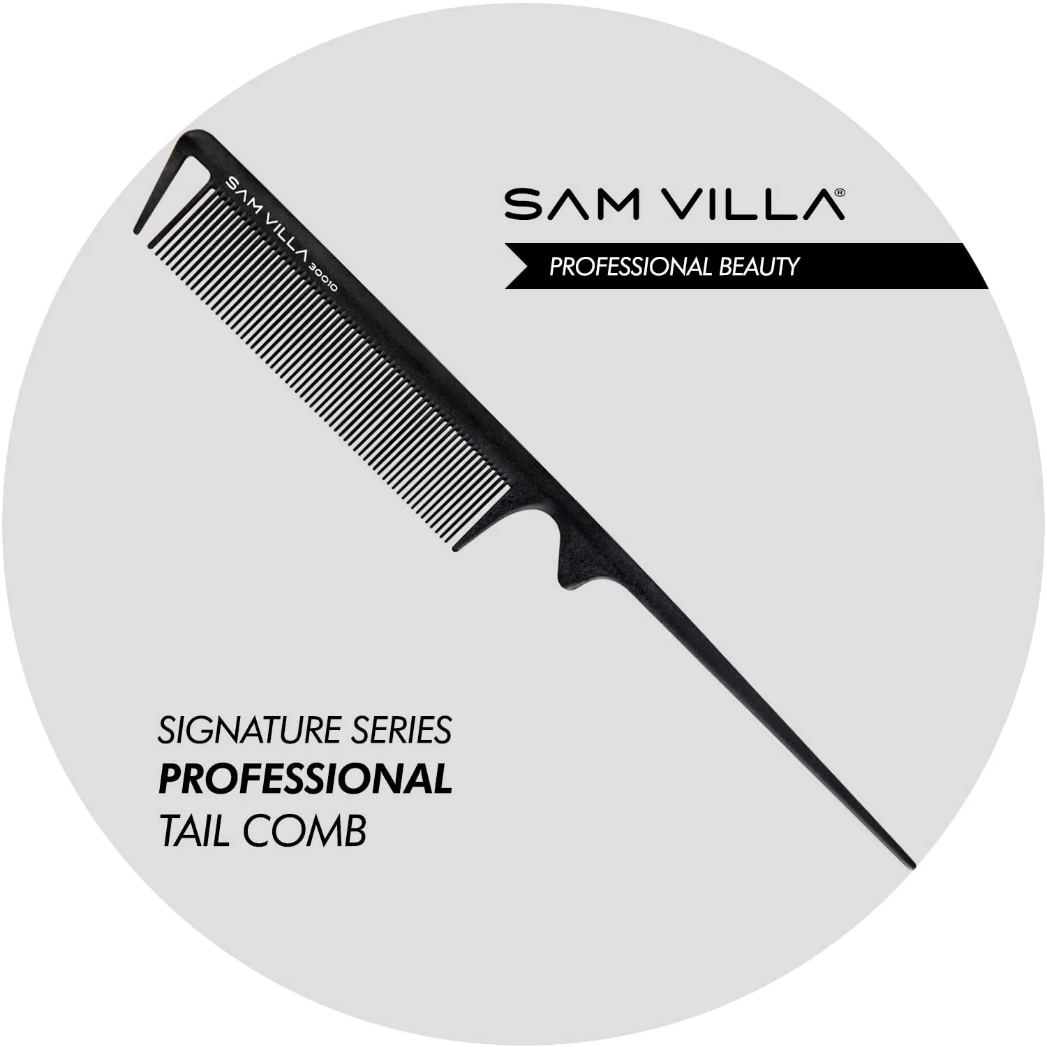 Расческа Sam Villa Signature Series с тонким кончиком для стрижки, укладки и начесывания волос., Black — фото 2