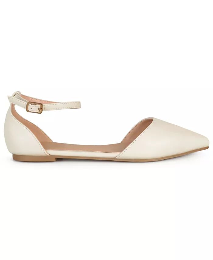 Женские туфли Reba Ankle Strap Pointed Toe Flats Journee Collection, коричневый/бежевый — фото 2