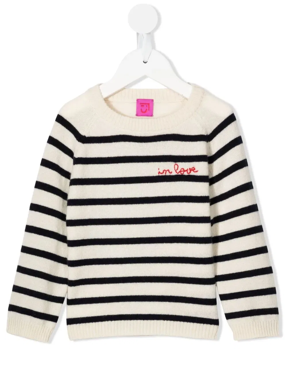 Кашемировый полосатый джемпер Maisy Cashmere In Love Kids, белый