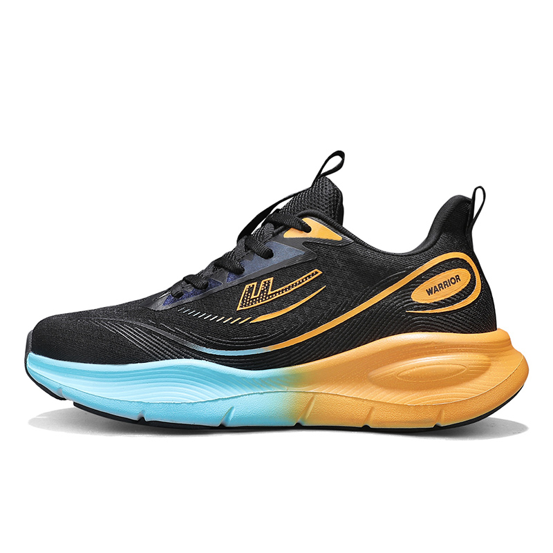 

WARRIOR Износостойкие дышащие низкие повседневные беговые кроссовки мужские черно-желтые, цвет Black/Yellow