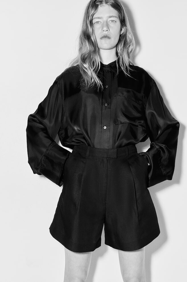 

Шорты из смеси льна H&M, черный