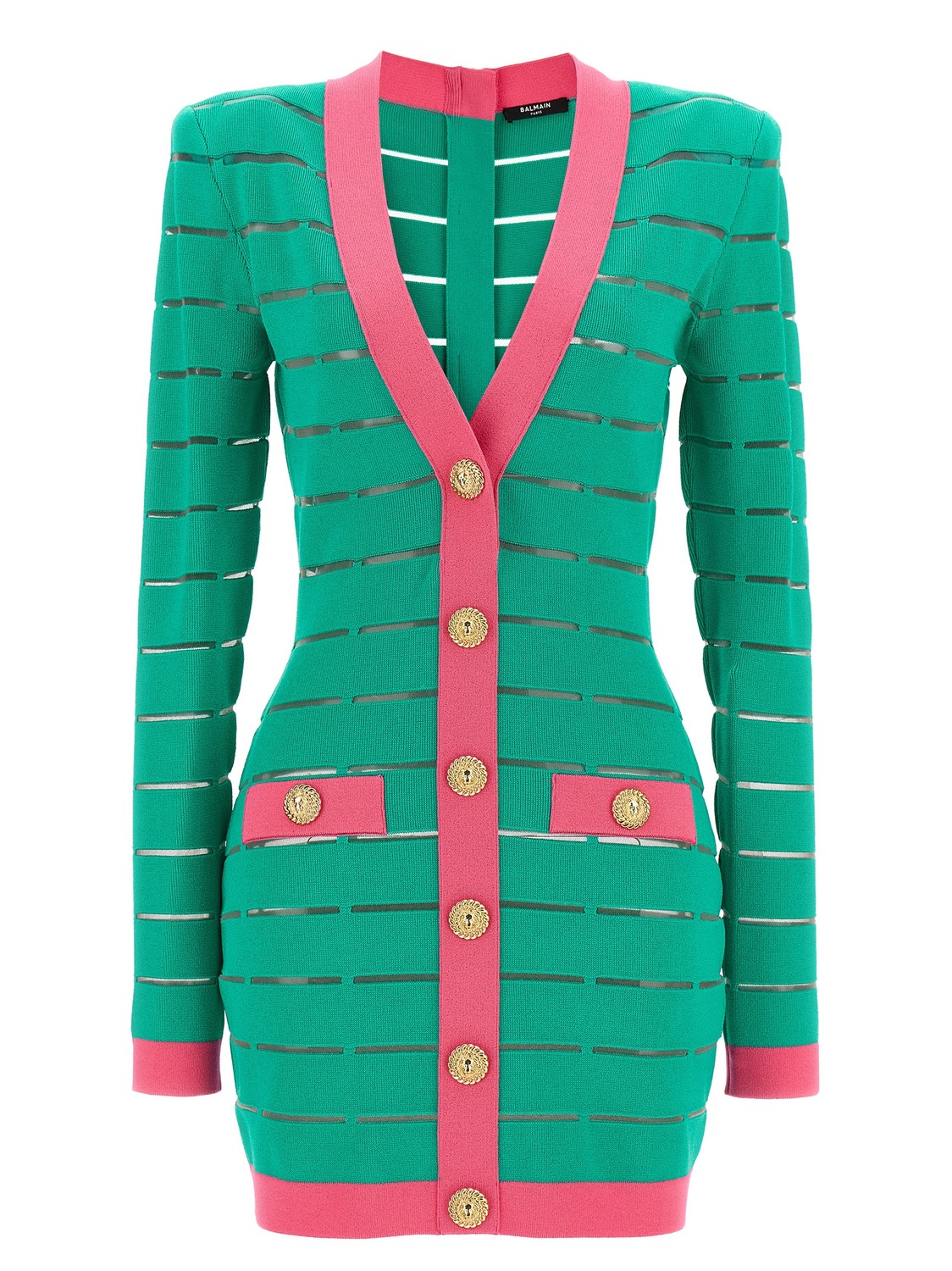 

Вязаное платье в двух тонах BALMAIN, зеленый