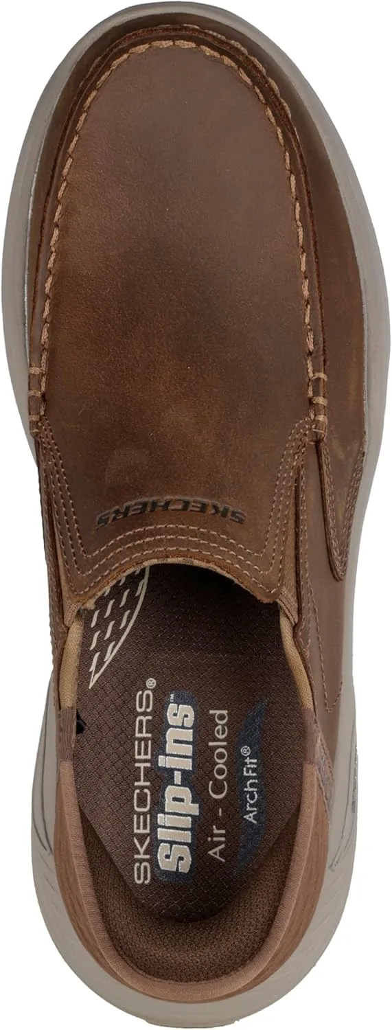 Мужские слипоны Skechers USA Arch Fit Motley - Milo Moc Toe с эластичными вставками из кожи — фото 4