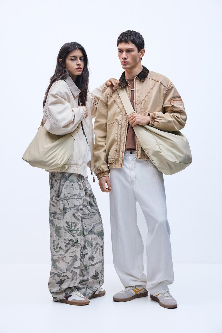 

Сумка-Шоппер из нейлона с крестообразным ремешком Pull And Bear, экрю