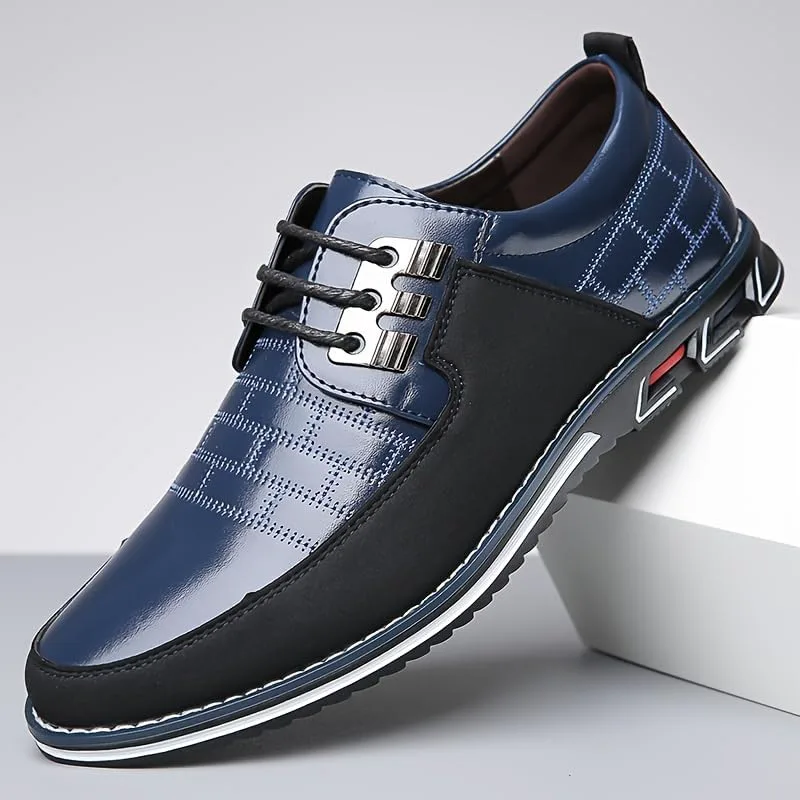 Men's lace-up Business Casual Shoes - Shock-Absorbing Insole, Anti-Slip Rubber Sole - Simple and Professional Style. Suitable for Offices, Events, and Travels - for Daily use and Weddings Clolinde, синий — фото 2