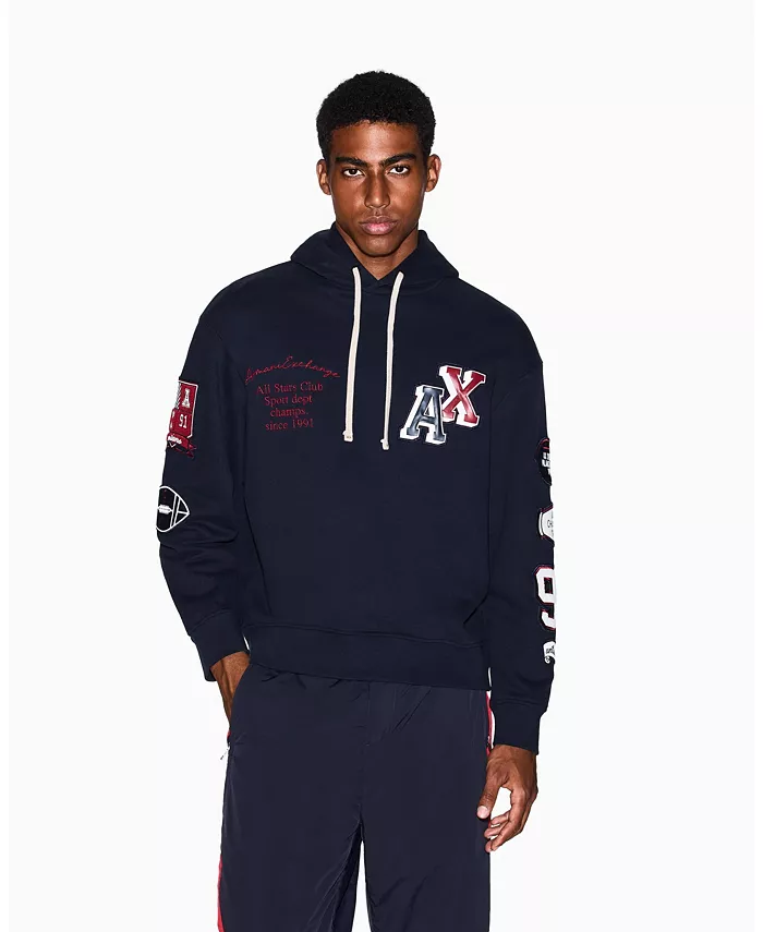 

Мужская худи с вышитыми нашивками A|X Armani Exchange, синий