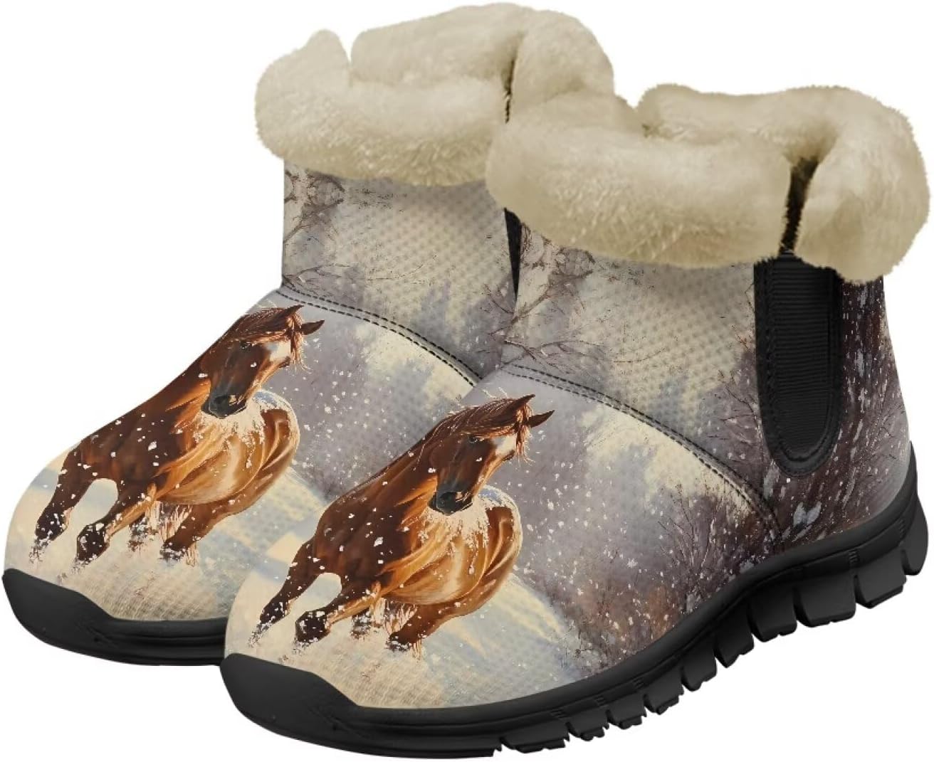 

Мужские зимние снегоходные ботинки Qoiuvncy, утепленные мехом, ботильоны с мягкой подкладкой, нескользящие, удобные, с легким надеванием, короткие ботинки для прогулок на улице, размер США 7-13, Horse