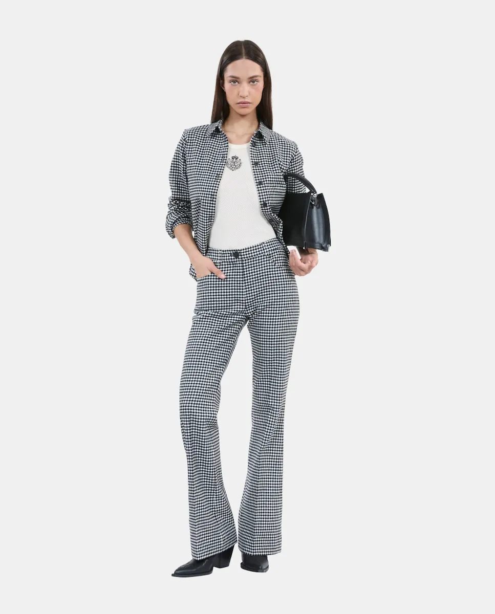 

Женские брюки-клеш с узором в клетку гингем The Kooples, черный