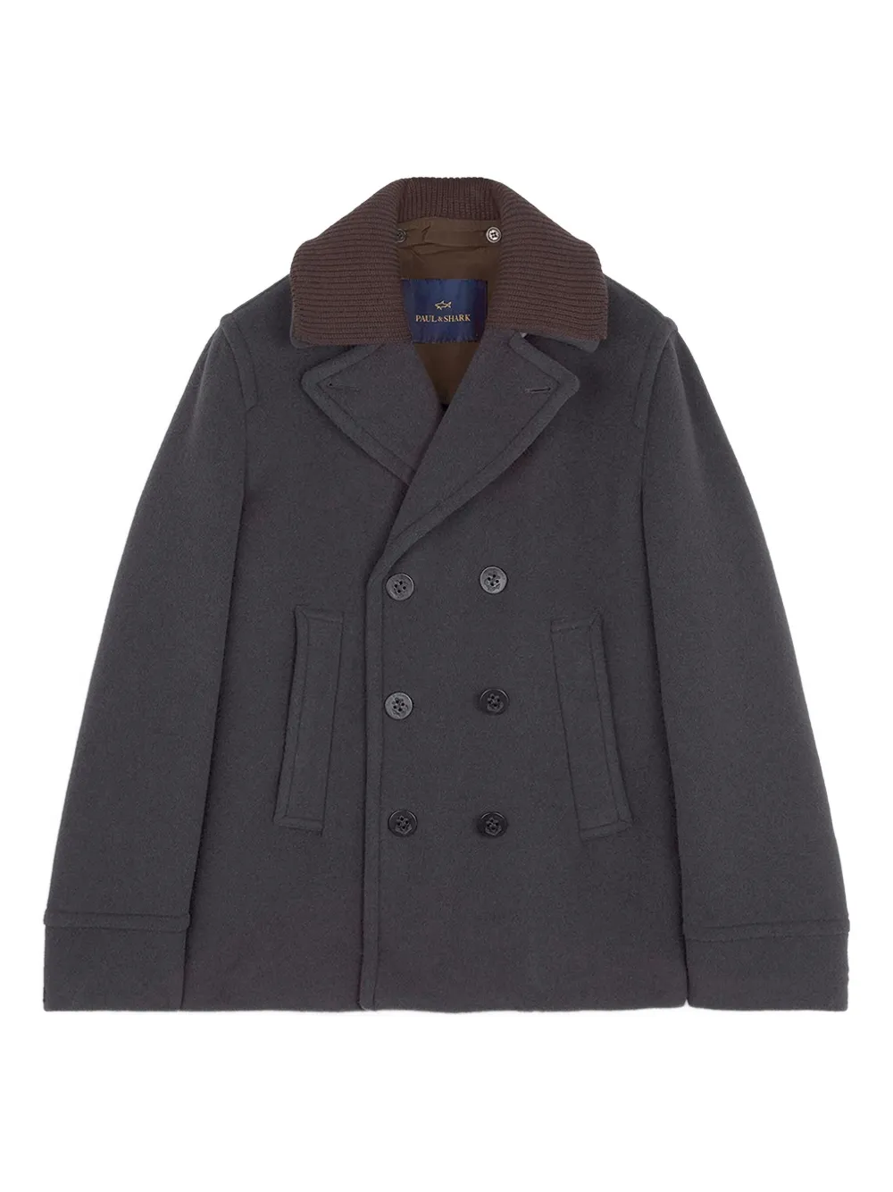 

Двубортное пальто с ребристым воротником Paul & Shark, коричневый