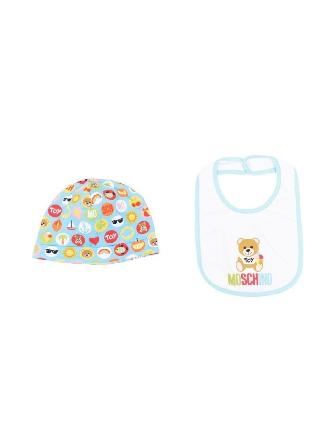 

Moschino Kids комплект из шапки и нагрудника с логотипом, синий