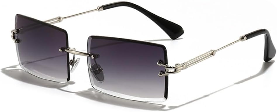 

MUTYNE Модные маленькие прямоугольные солнцезащитные очки, стильные женские и мужские, без оправы, для велоспорта, ретро, ​​защита от УФ-излучения UV400, C7 Silver Gray