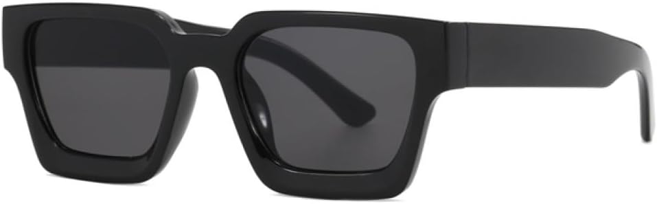 

LVTFCO Модные солнцезащитные очки для женщин, защита от УФ-излучения UV400, винтажные, маленькие прямоугольные, панк, мужские солнцезащитные очки для вождения, Black Black