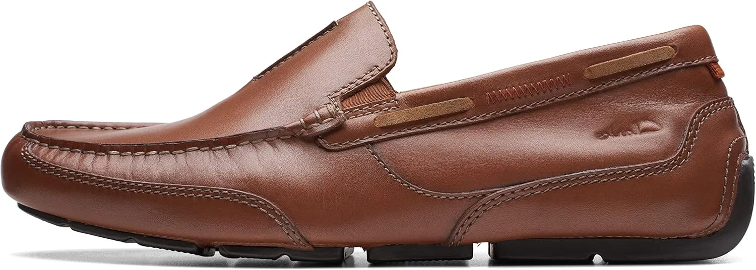 Мужские лоферы Clarks Markman с прострочкой для водителей, Dark Tan Leather
