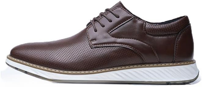 

Мужские кожаные туфли оксфорды на шнуровке с круглым носком, повседневные, легкие, для бизнеса и официальных мероприятий, дерби, кроссовки Igzbibg, коричневый