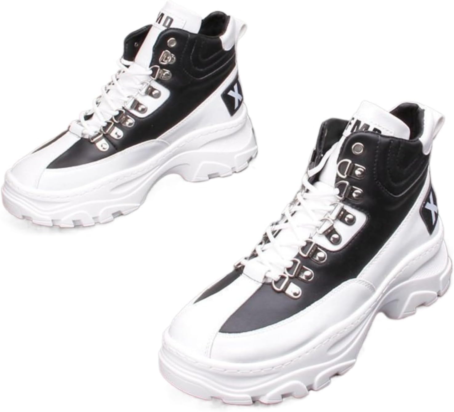 

Мужские белые высокие кеды на платформе, увеличивающие рост, модные спортивные туфли на шнуровке с толстой амортизирующей подошвой для повседневной носки и уличного стиля Azttoztto