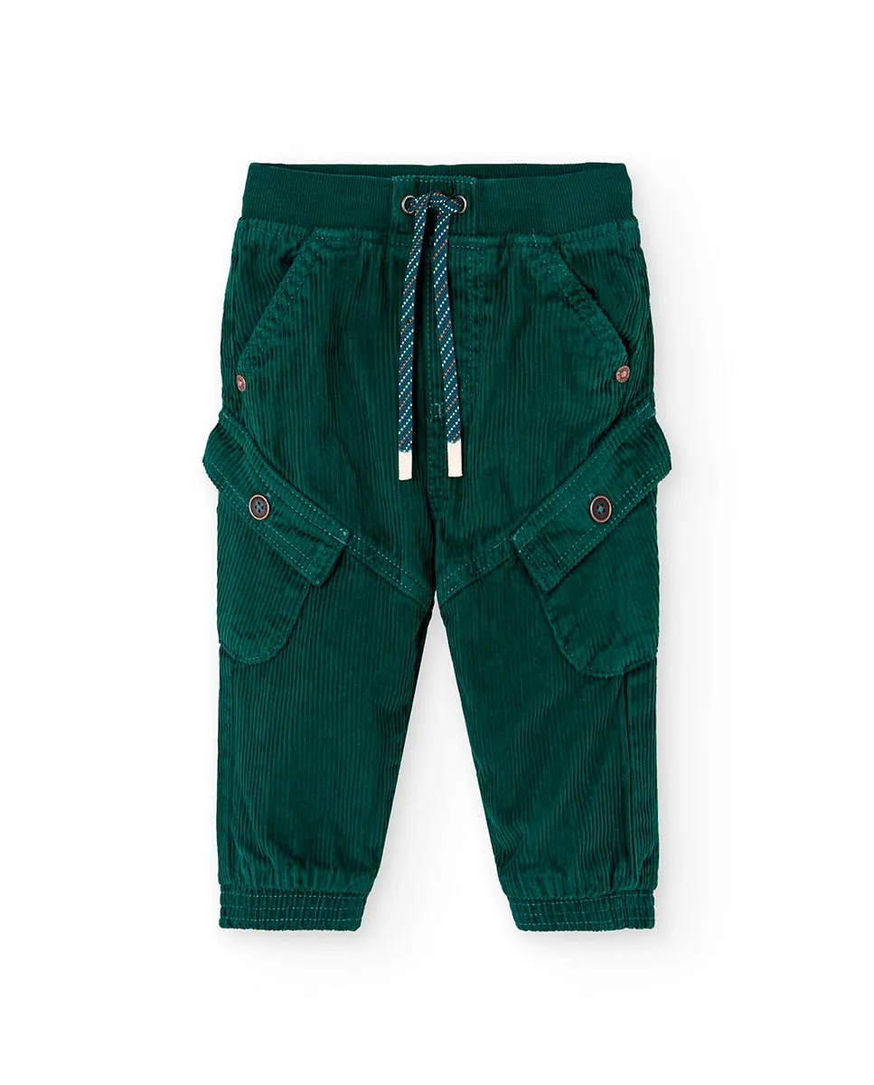 

Брюки-карго из вельвета для малышей с эластичным поясом Boboli, зеленый