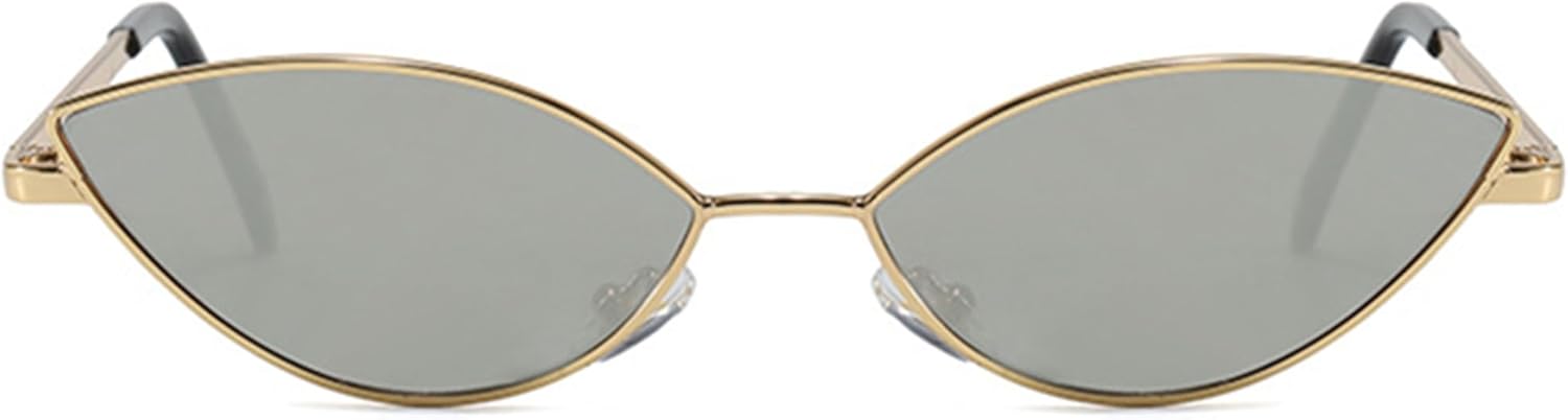 

Солнцезащитные очки Bullabulling в стиле ретро, ​​овальные, для женщин, 80-90-е, маленькие овальные очки «кошачий глаз», модные винтажные, золотистые, узкие, Gold Silvery