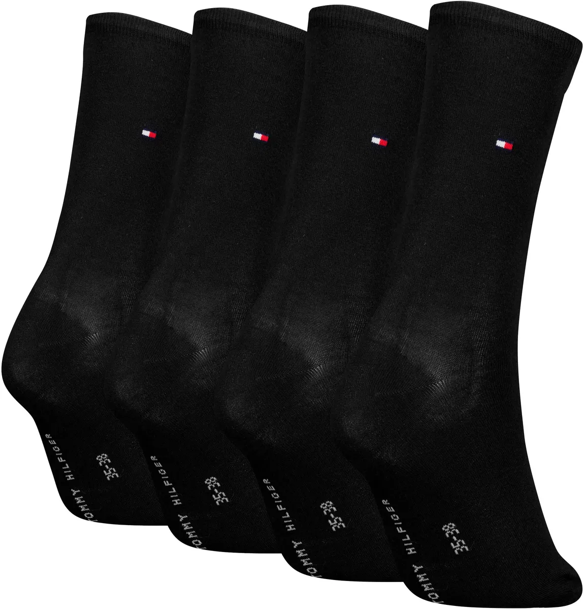 Носки Tommy Hilfiger "TH WOMEN 4P SOCK ECOM" (4 шт. в упаковке), с вышитым логотипом, черный — фото 2
