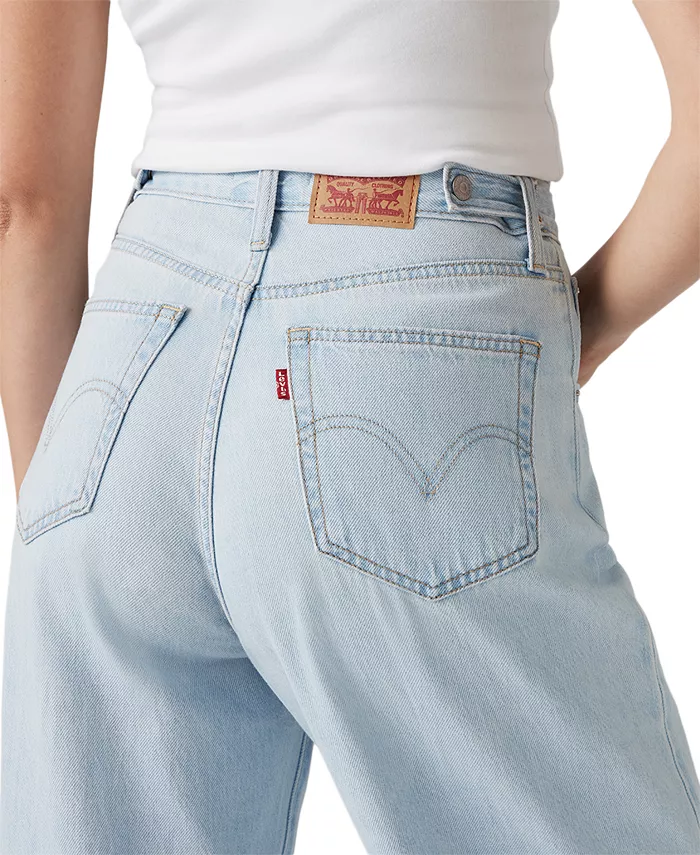 Женские мешковатые джинсы с затягивающейся талией, легкие Levi's, синий — фото 4