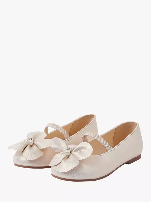 Детские балетки с жемчужным цветочным узором, золотистые Angels by Accessorize — фото 2