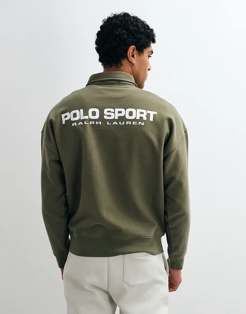 Свитшот спортивный с печатью на спине Polo Ralph Lauren, оливково-зеленый — фото 4