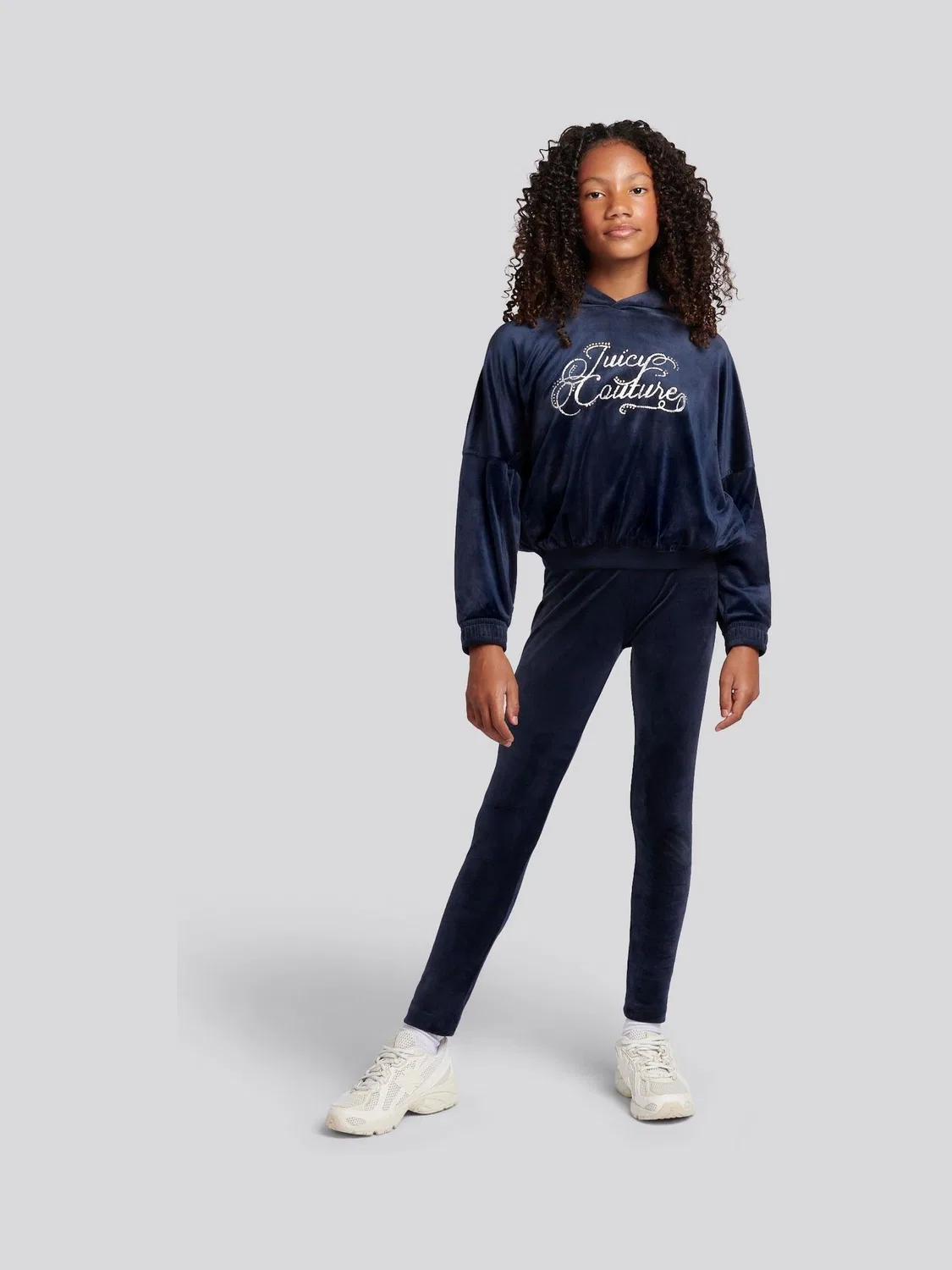 Двухпредметный костюм Relaxed Over-The-Head Hood & Velour Leggings Set Juicy Couture, синий — фото 2