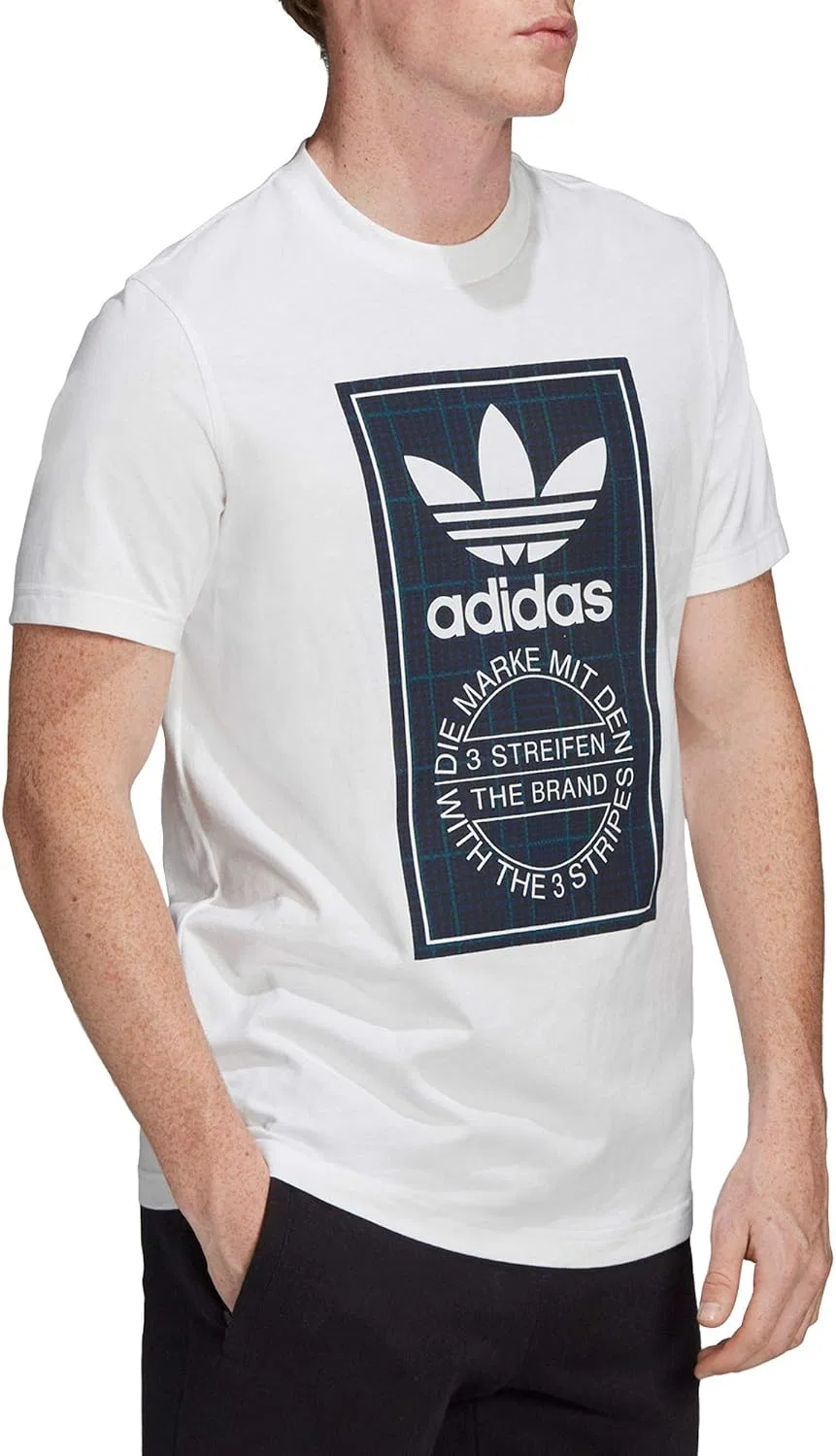 Мужская футболка с клетчатым принтом adidas Originals, White