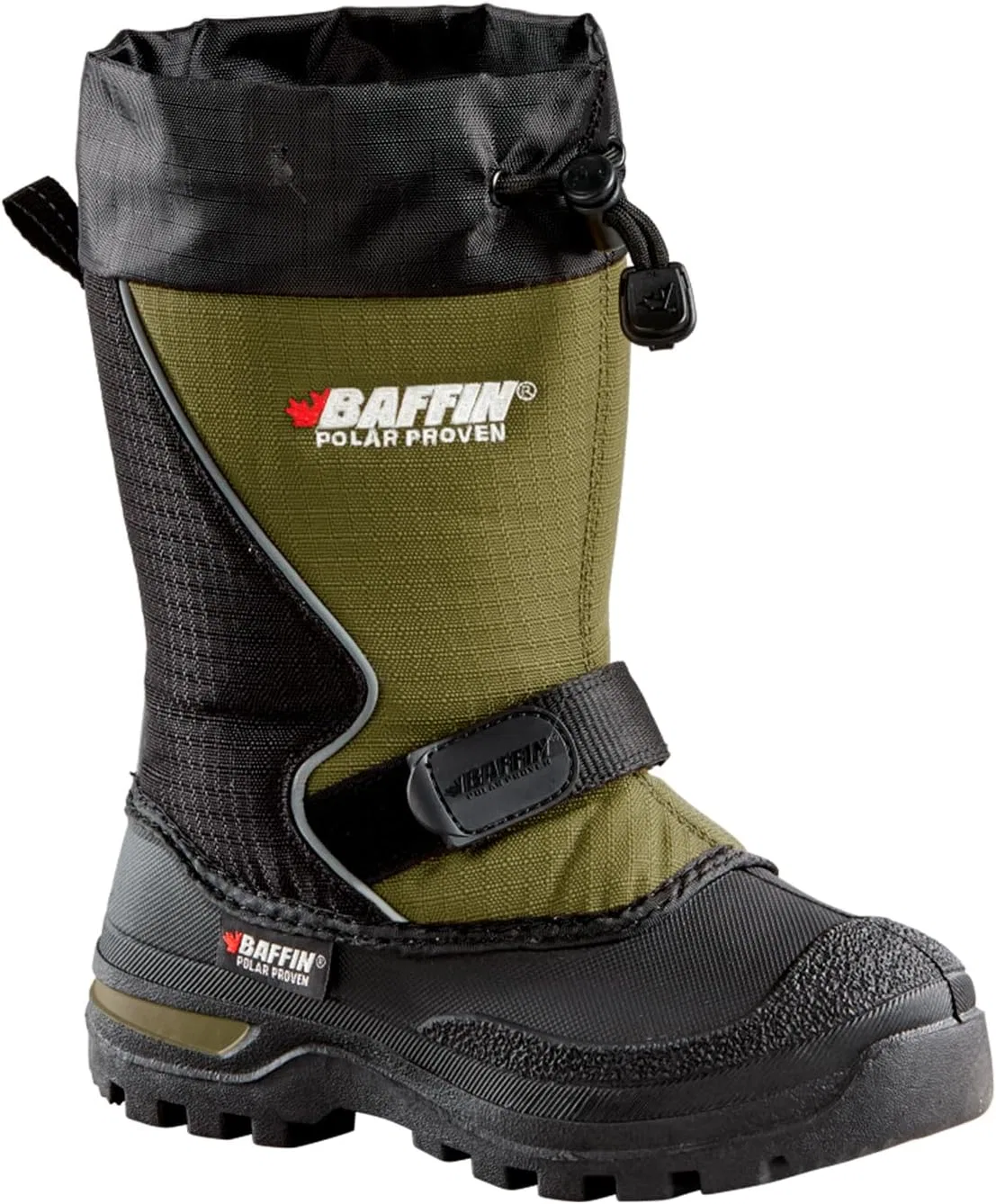 Детские зимние водонепроницаемые сапоги для снега с утеплителем MUSTANG Baffin, Black/Green