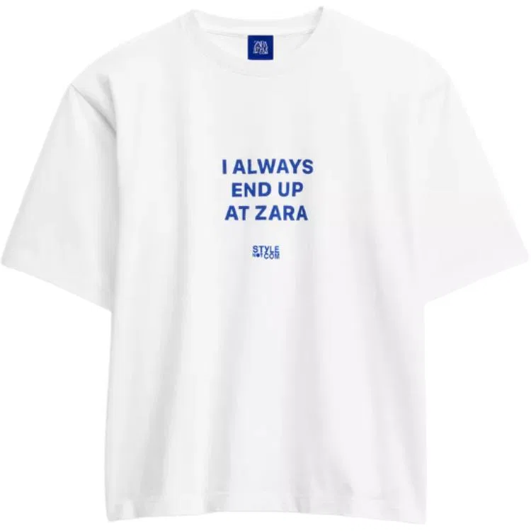 Футболка с круглым вырезом, белая, ZARA