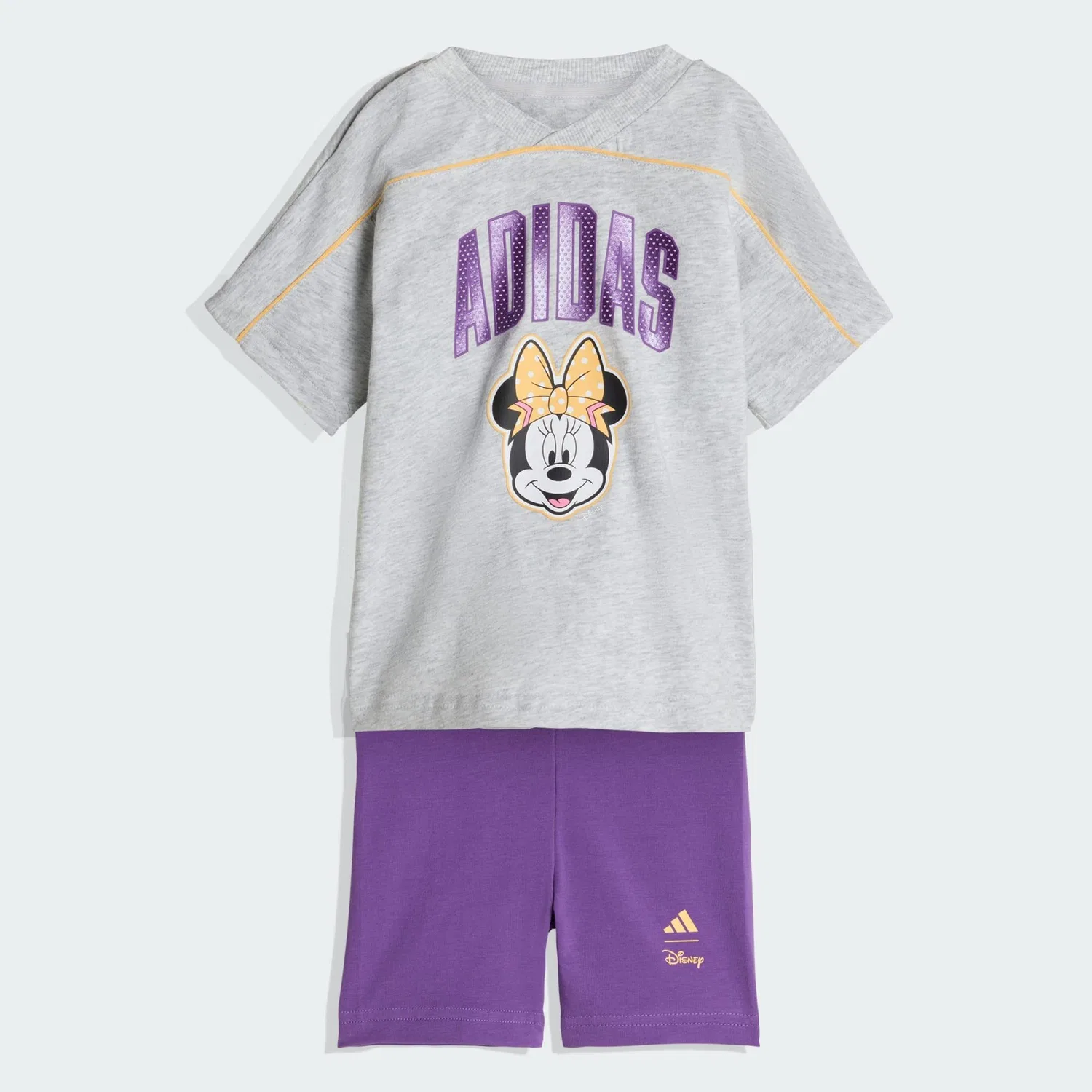 Детский комплект из футболки и шорт с принтом Minnie Mouse Adidas Disney, Hellgrau Hellorange