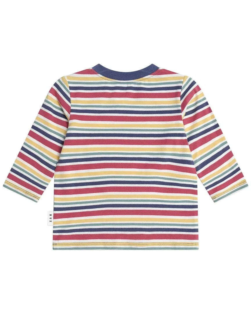 Детская футболка с длинным рукавом с вышивкой Huxbear Rainbow Stripe Huxbaby, мультиколор — фото 2