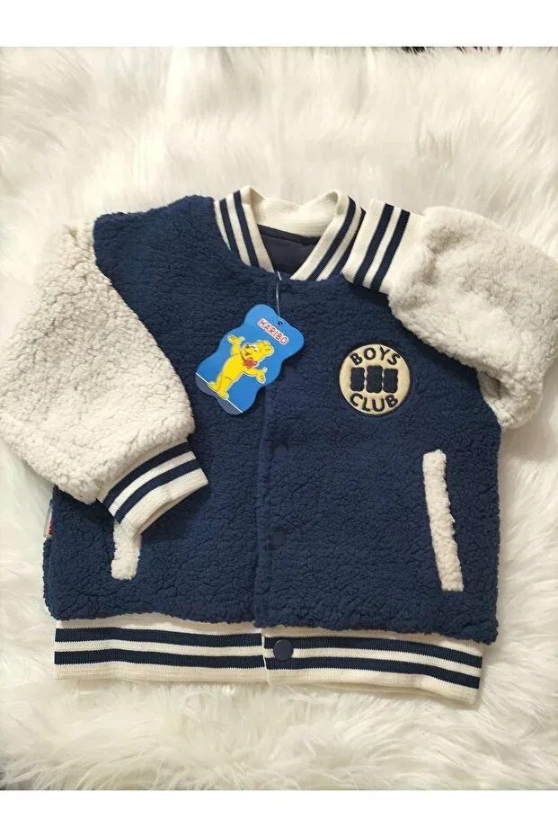 Детское зимнее пальто для девочек с принтом Haribo Bear Plush Backed College Jacket Mayakids, Navy Blue