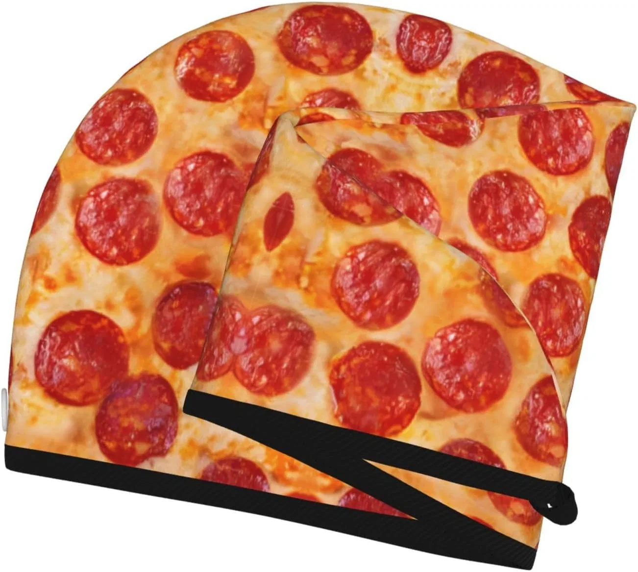 Шапочка для душа 3D Pizza Pepperoni, BONDIJ, Coral Velvet, 25.2 x 10 дюймов — фото 3