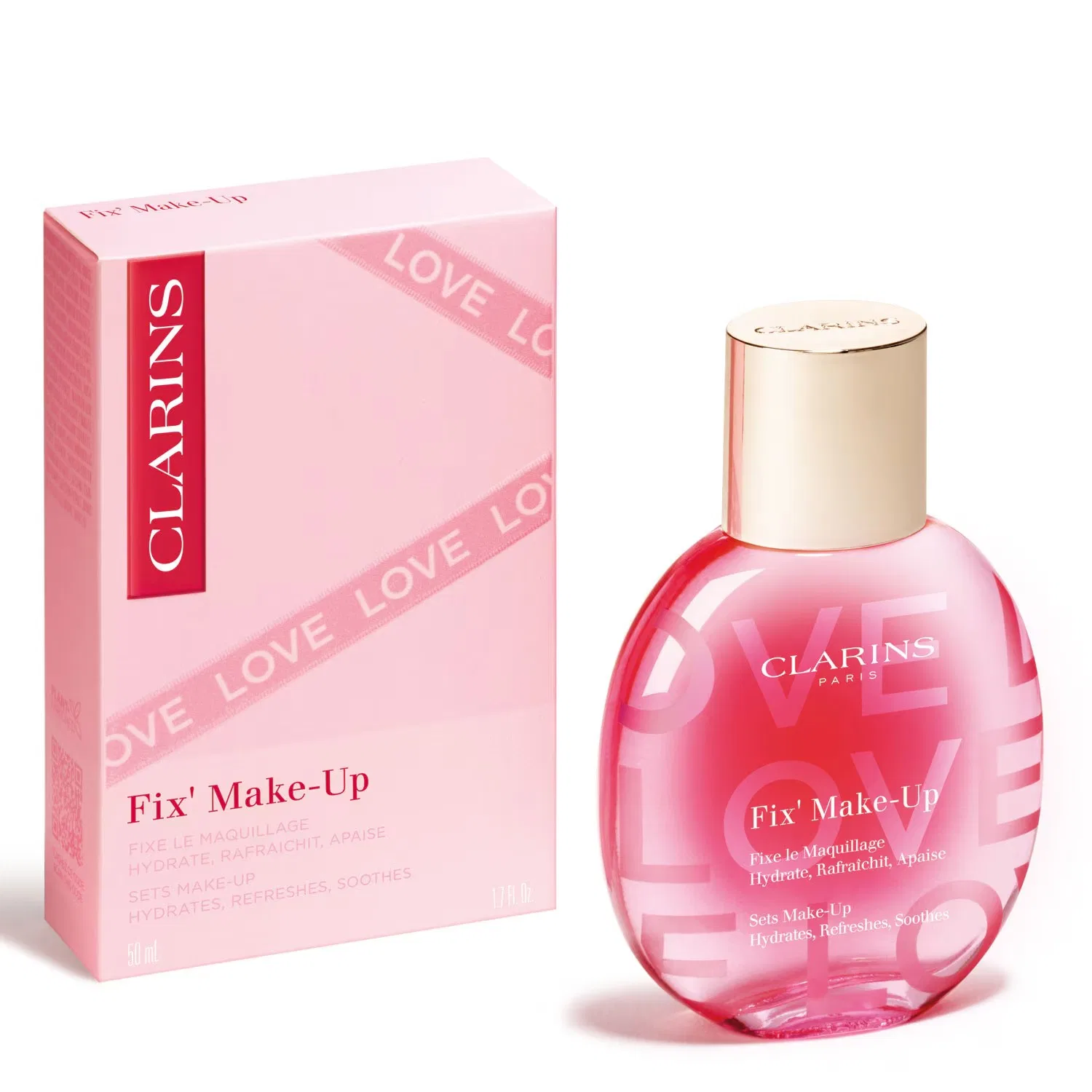 Фиксирующий спрей для макияжа 50 мл с LOVE-принтом CLARINS, Rosé — фото 3