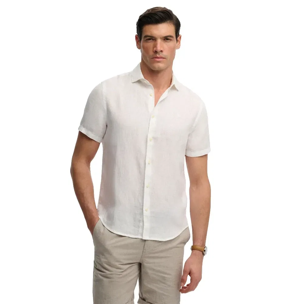 Рубашка с коротким рукавом Riviera Linen Superdry, белый