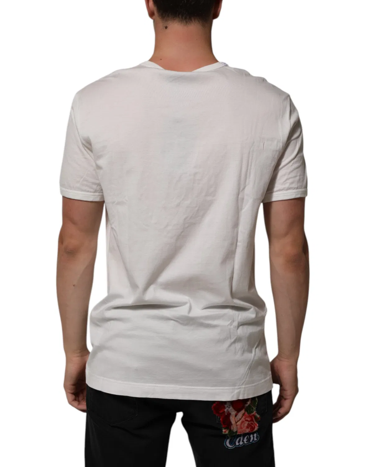Мужская футболка с коротким рукавом с вышитым логотипом DG Crown Dolce & Gabbana, White — фото 4
