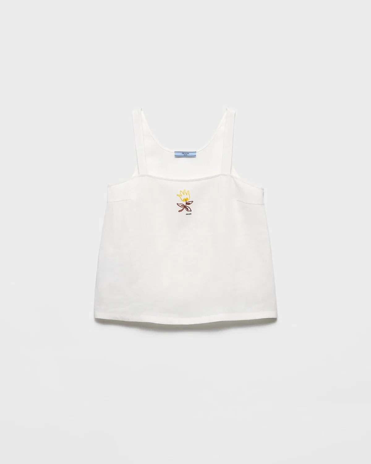 Топ с вышивкой, прямой крой, Prada, белый