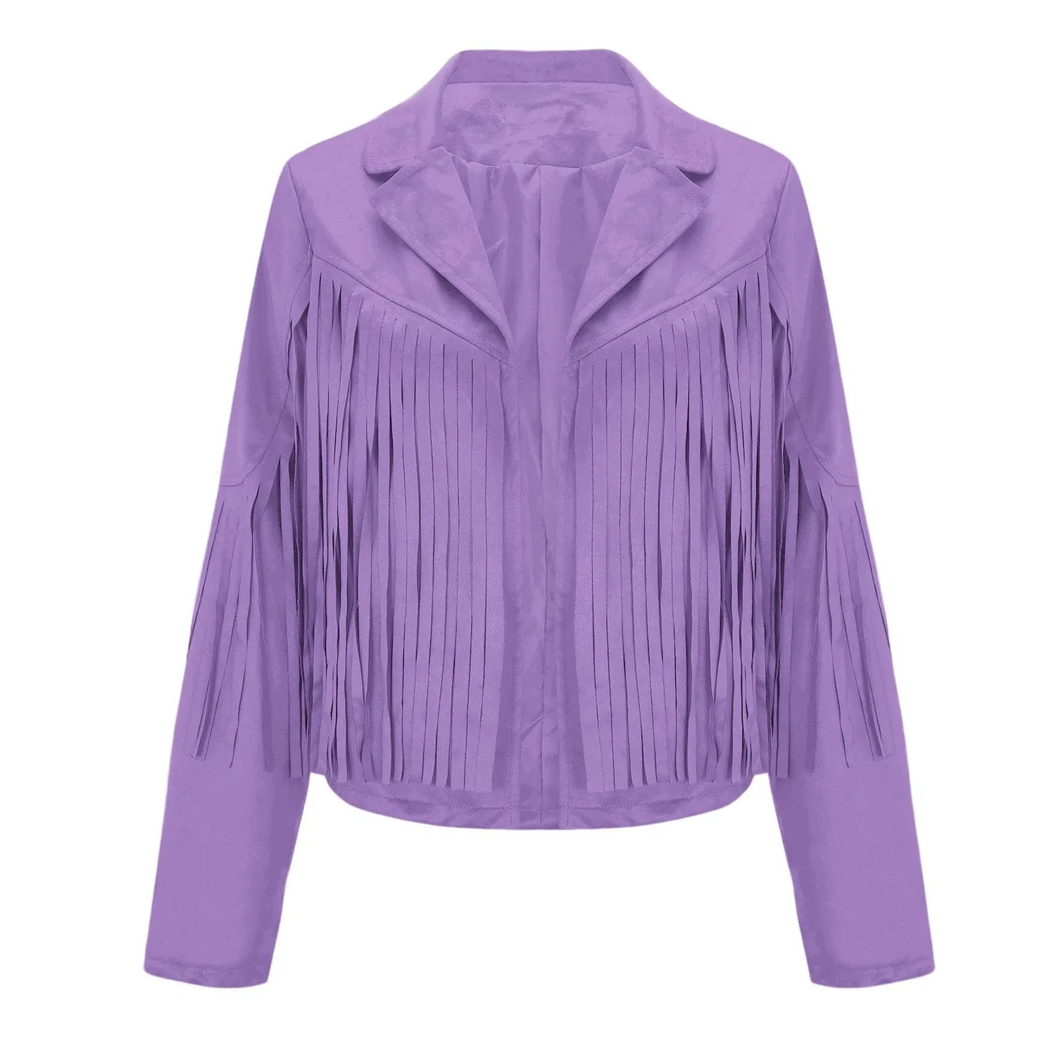 Женская куртка короткая slim fit с бахромой, Viola chiaro — фото 3