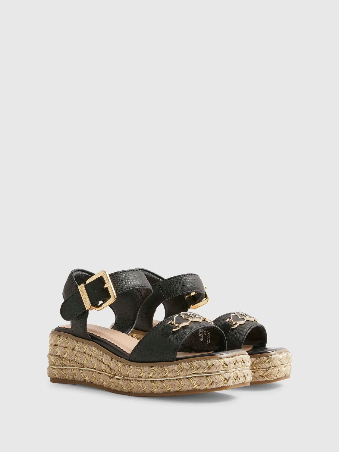 Сандалии на танкетке River Island Black Heart Snaffle, черные — фото 2