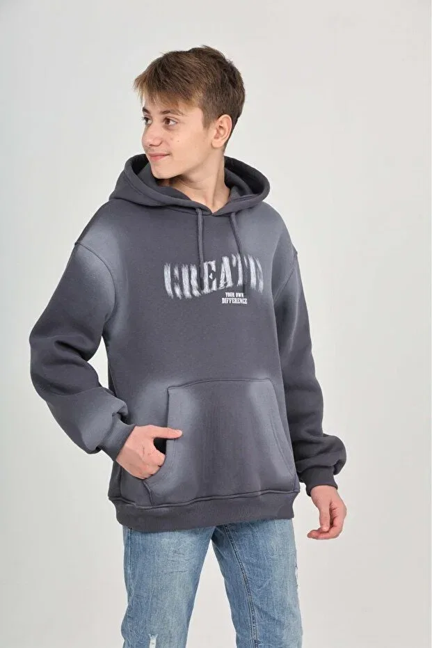 Детские свитшот для мальчиков с принтом Pistole Toontoy, Smoke Grey — фото 3