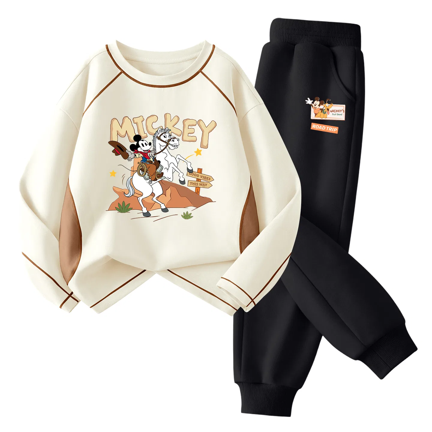 Детский спортивный костюм дышащий с принтом Disney, Knight Apricot+Happy Logo K Black